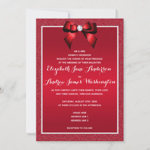 Ruby Red & Stylish Gem Wedding Invitation