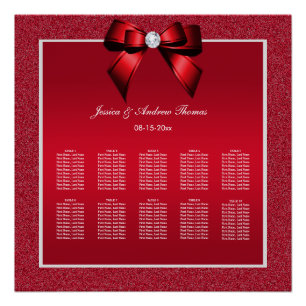 Ruby Red & Stylish Gem Wedding Seating Chart