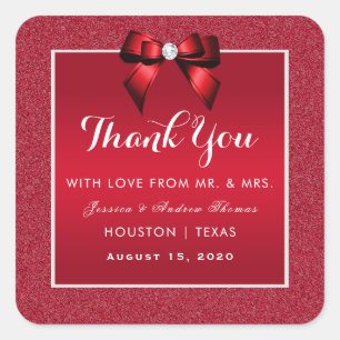 Ruby Red & Stylish Gem Wedding  Square Sticker