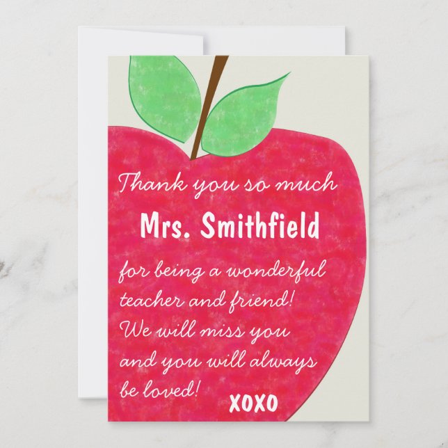 Ruby Red Teacher's Apple Retirement Invite (Front)