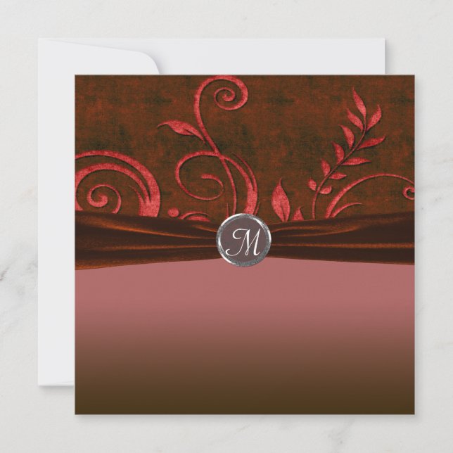 Ruby & Red Velvet Wedding Swirl Invitation (Front)
