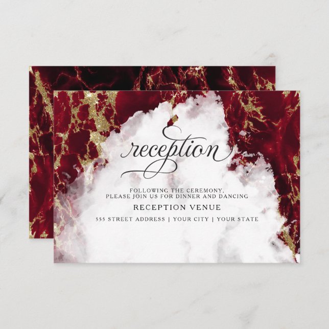 Ruby Red Watercolor Geode BarefootBride™ Invitation (Front/Back)