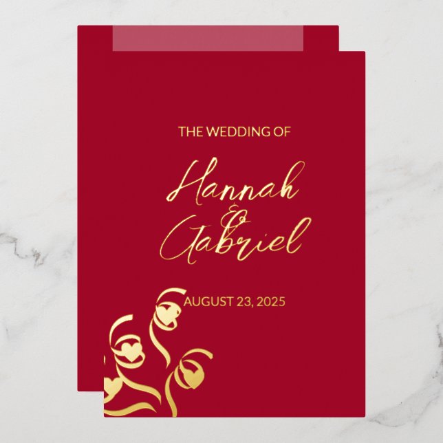 Ruby Red Wedding Foil Invitation (Front/Back)