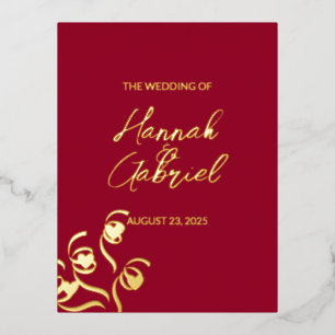 Ruby Red Wedding Foil Invitation Postcard