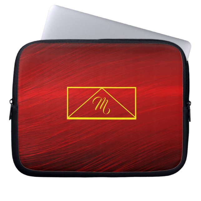 Ruby Red & Yellow Monogram Laptop Sleeve (Front)