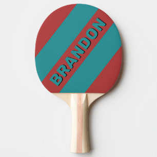 Ruby Reef Bold Stripes with Name Ping Pong Paddle