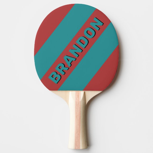 Ruby Reef Bold Stripes with Name Ping Pong Paddle (Front)