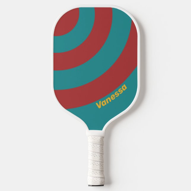 Ruby Reef Circle Stripe with Name Pickleball Paddle (Front)
