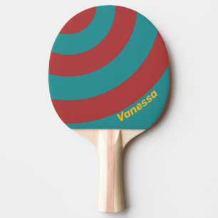Ruby Reef Circle Stripe with Name Ping Pong Paddle