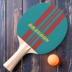 Ruby Reef Rally Stripe with Name Ping Pong Paddle