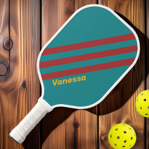 Ruby Reef Stripes with Name Pickleball Paddle