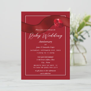 Ruby Ribbon, 40 Year Wedding Anniversary Invitation