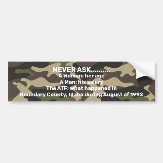 Ruby Ridge/ATF bumper sticker (Front)