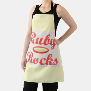 Ruby Rocks design red and mellow cream Apron