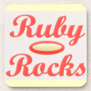 Ruby Rocks design red and mellow cream Coaster