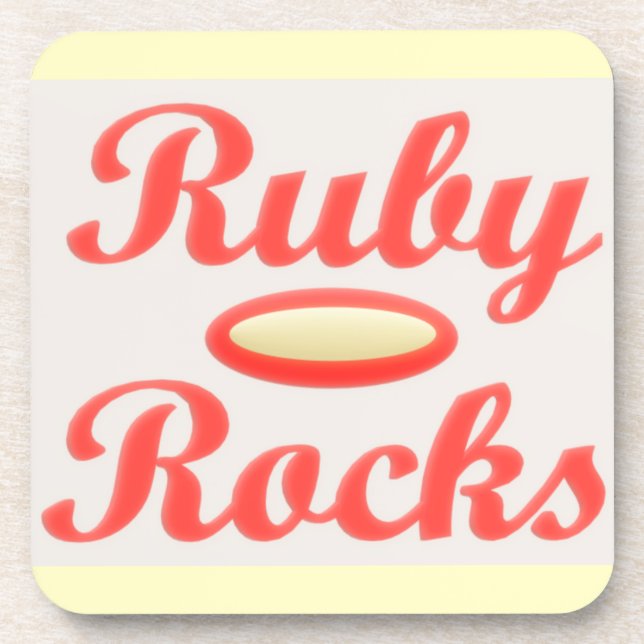Ruby Rocks design red and mellow cream Coaster (Front)