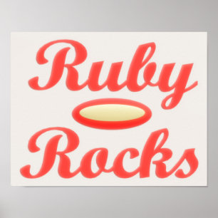 Ruby Rocks design red and mellow cream Poster