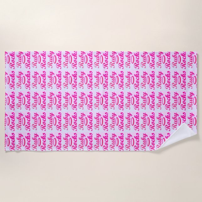 Ruby Rocks design SWEET PINK Beach Towel (Front)