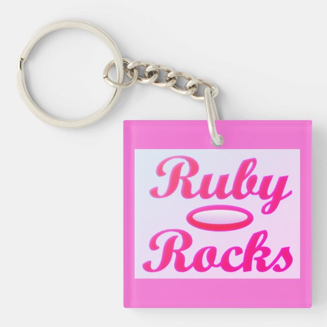 Ruby Rocks design SWEET PINK Key Ring (Front)
