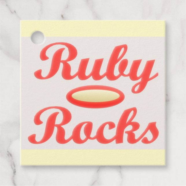 RUBY ROCKS RED AND CREAM Gift tag (Front)