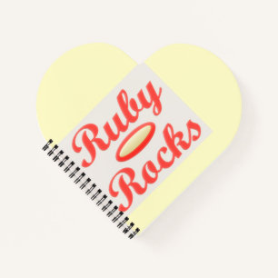 RUBY ROCKS RED AND CREAM NOTEPAD NOTEBOOK