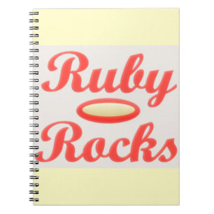 RUBY ROCKS RED AND CREAM  NOTEPAD NOTEBOOK