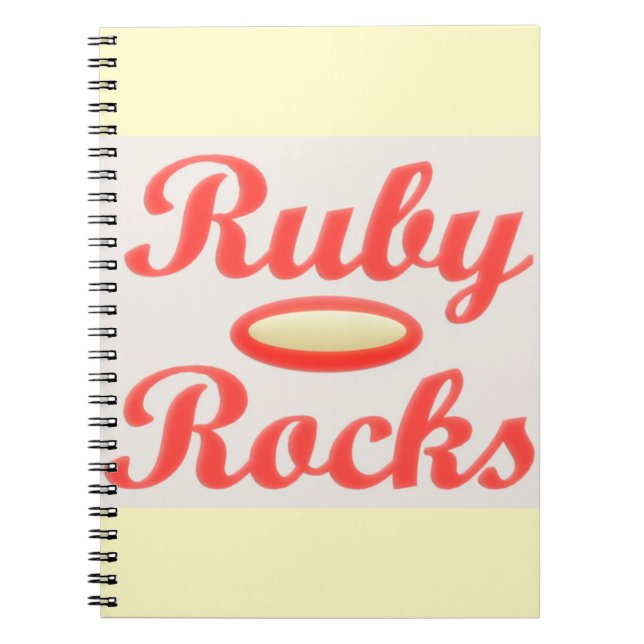 RUBY ROCKS RED AND CREAM  NOTEPAD NOTEBOOK (Front)