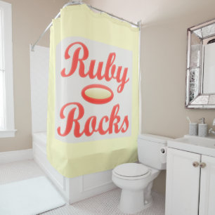 RUBY ROCKS RED AND CREAM  shower curtain