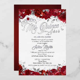 Ruby Rose Mis Quince Red Silver Quinceanera 
