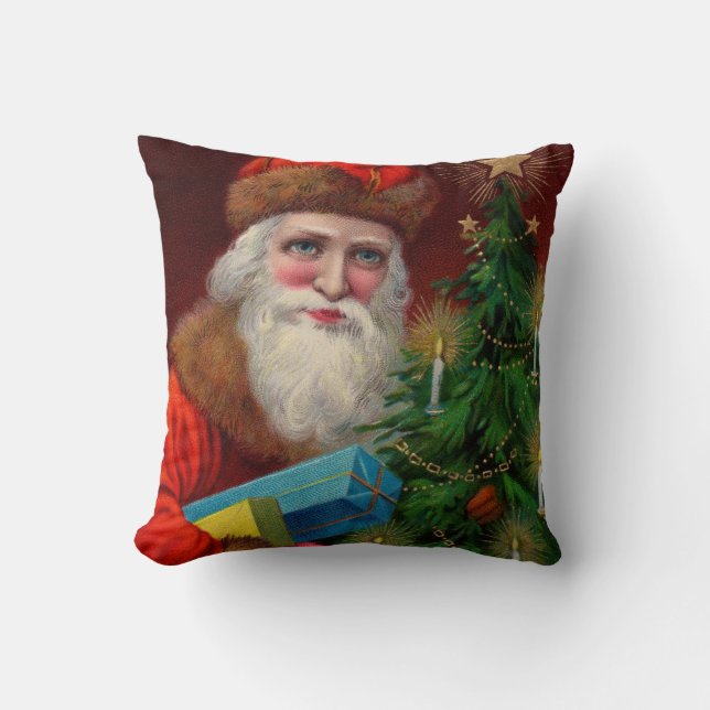 Ruby Santa Throw Pillow (Front)