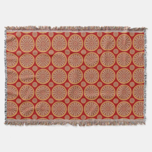 Ruby Sunset Floral Throw Blanket (Front)
