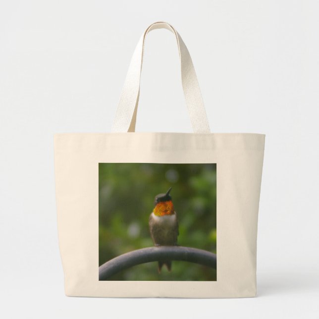 Ruby Throat Hummingbird Large Tote Bag (Front)