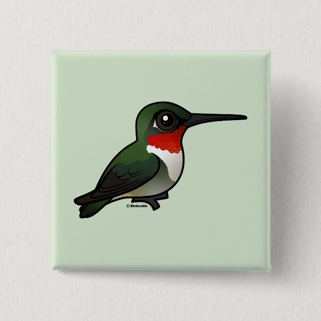 Ruby-throated Hummingbird 15 Cm Square Badge (Front)