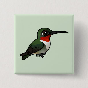 Ruby-throated Hummingbird 15 Cm Square Badge