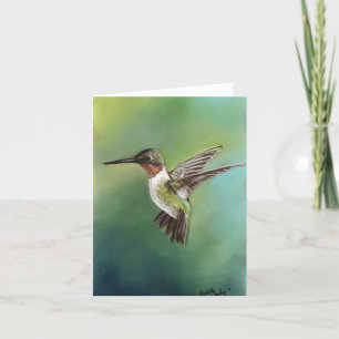 Ruby Throated Hummingbird Bird Art Notecard