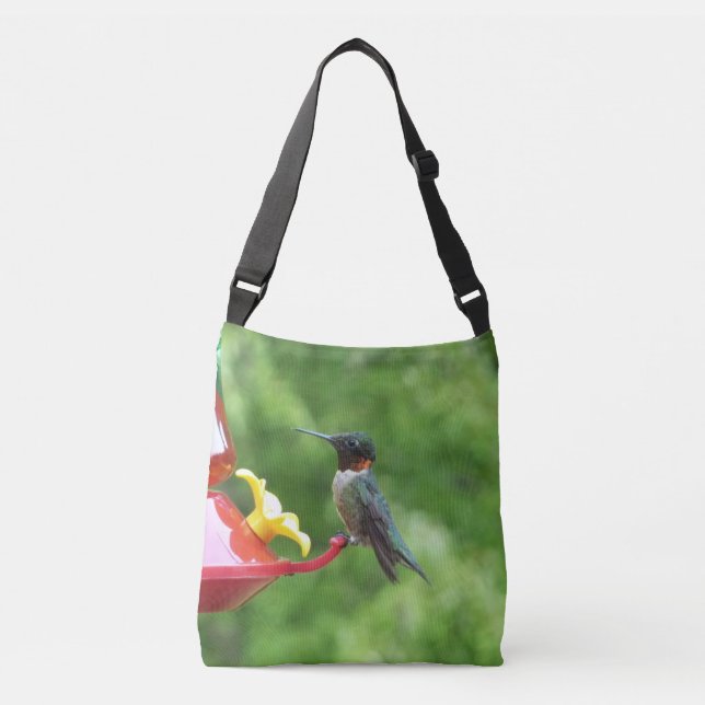 Ruby-Throated Hummingbird Bird Photography Crossbody Bag (Front)