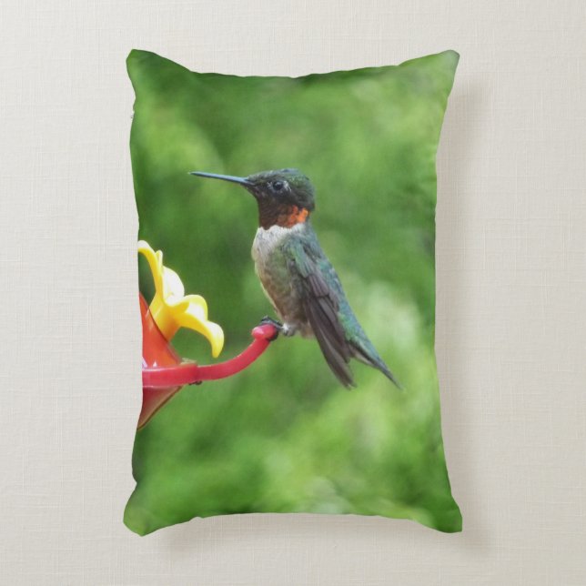 Ruby-Throated Hummingbird Bird Photography Decorative Cushion (Front(Vertical))