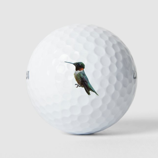 Ruby-Throated Hummingbird Bird Photography Golf Balls (Front)