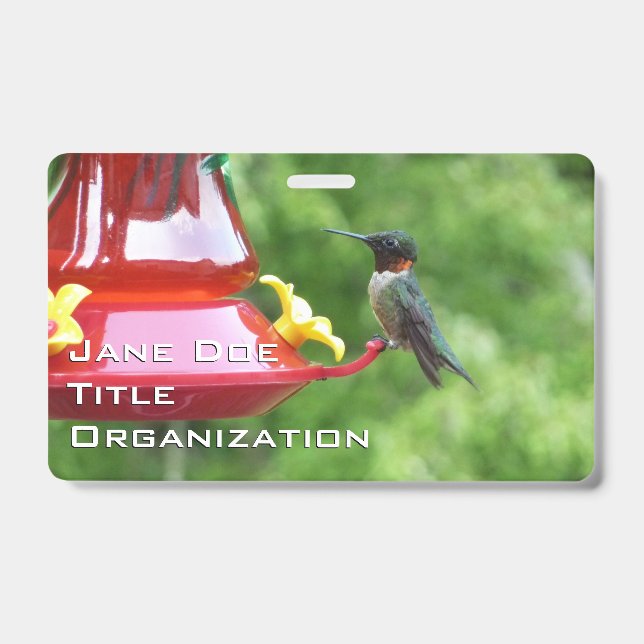 Ruby-Throated Hummingbird Bird Photography ID Badge (Front)