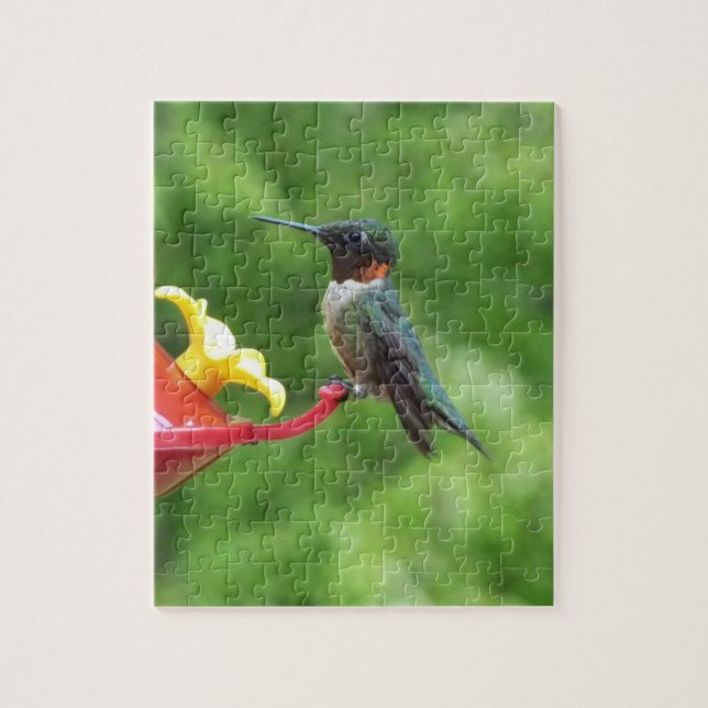 Ruby-Throated Hummingbird Bird Photography Jigsaw Puzzle (Vertical)