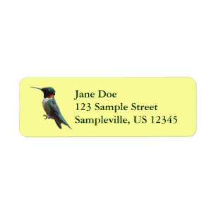 Ruby-Throated Hummingbird Bird Photography Return Address Label
