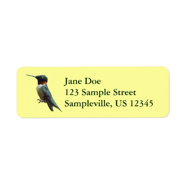 Ruby-Throated Hummingbird Bird Photography Return Address Label (Front)