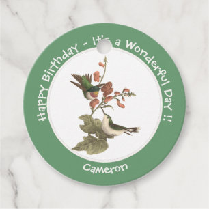 Ruby-throated Hummingbird, Birthday or Other Party Favour Tags