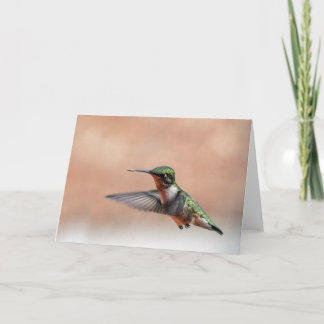 Ruby Throated Hummingbird Blank Note Card