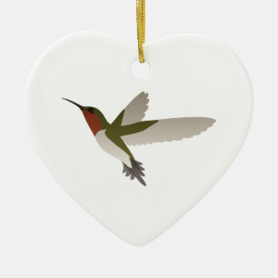 Ruby Throated Hummingbird Ceramic Tree Decoration