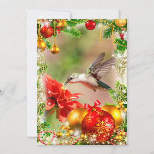 Ruby-throated hummingbird Christmas Card