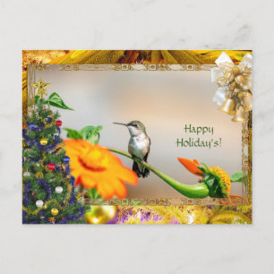Ruby-throated hummingbird Christmas Card