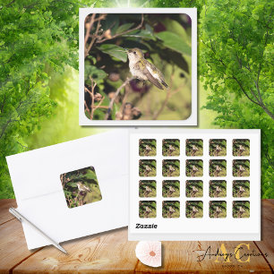 Ruby-Throated Hummingbird Design #6676 Square Sticker