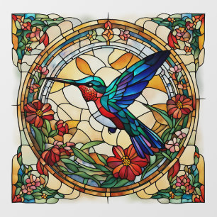 Ruby Throated Hummingbird Faux Stained Glass