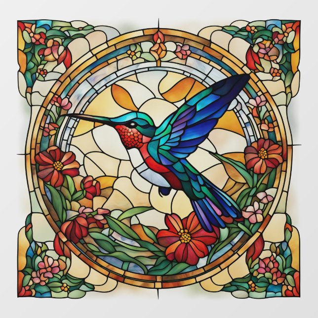 Ruby Throated Hummingbird Faux Stained Glass (Sheet)